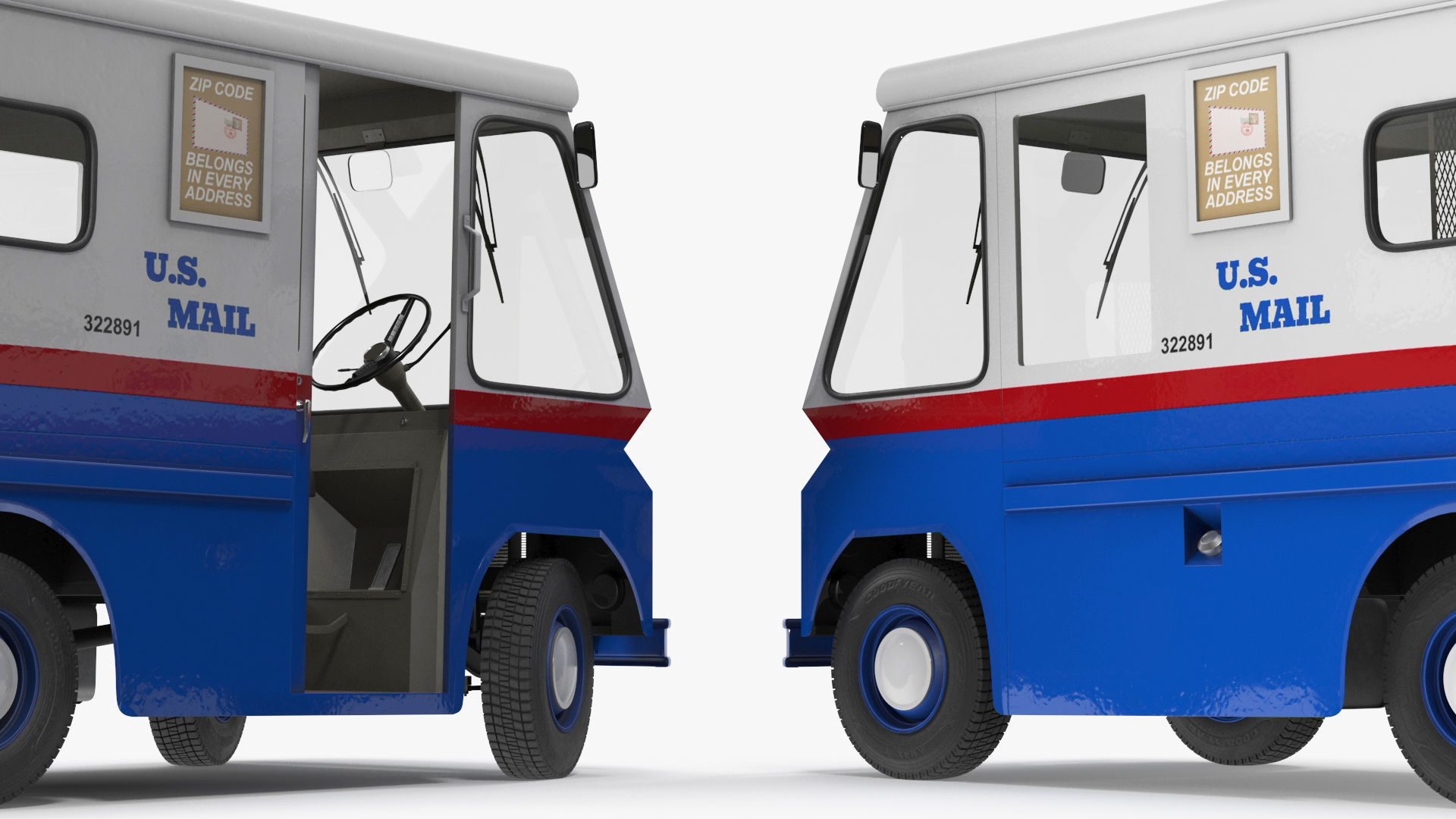 US Mail Studebaker ZIP Van Rigged 3D model_27