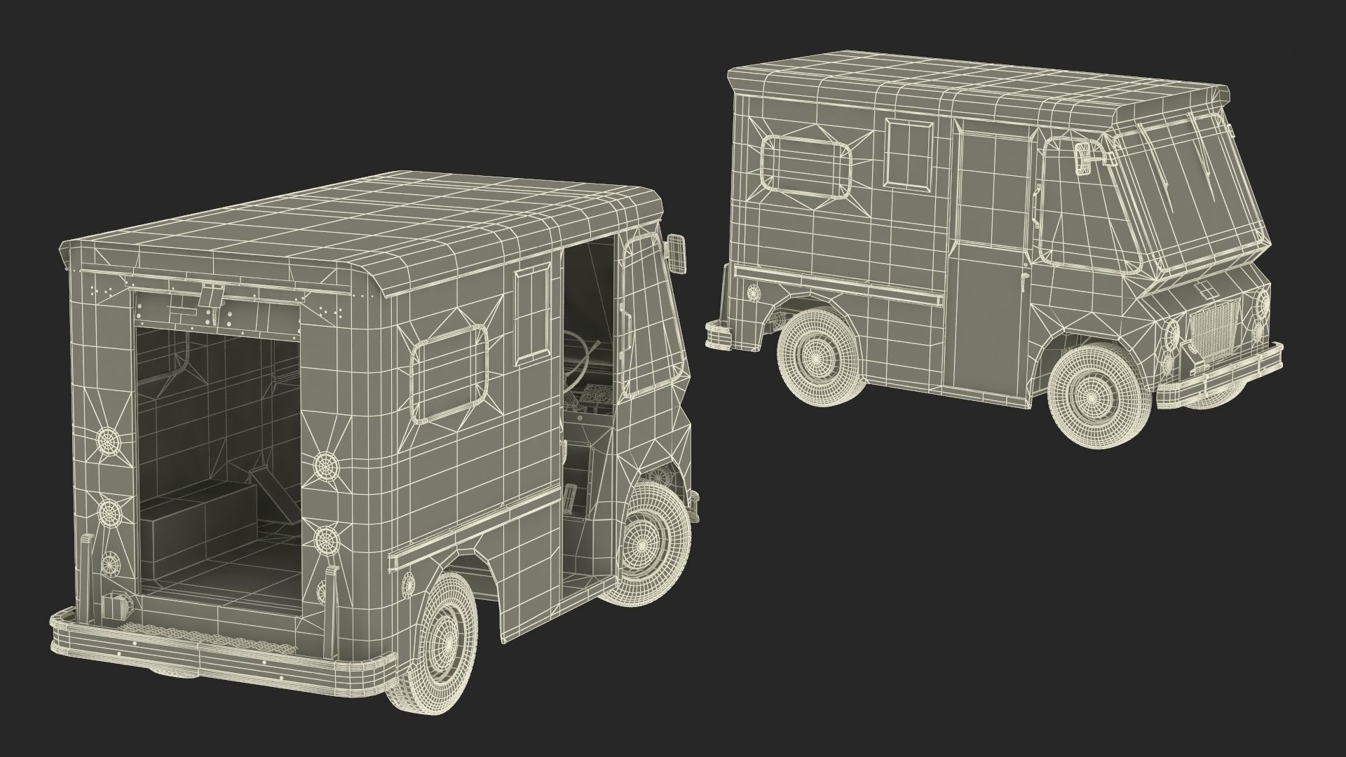 US Mail Studebaker ZIP Van Rigged 3D model_48