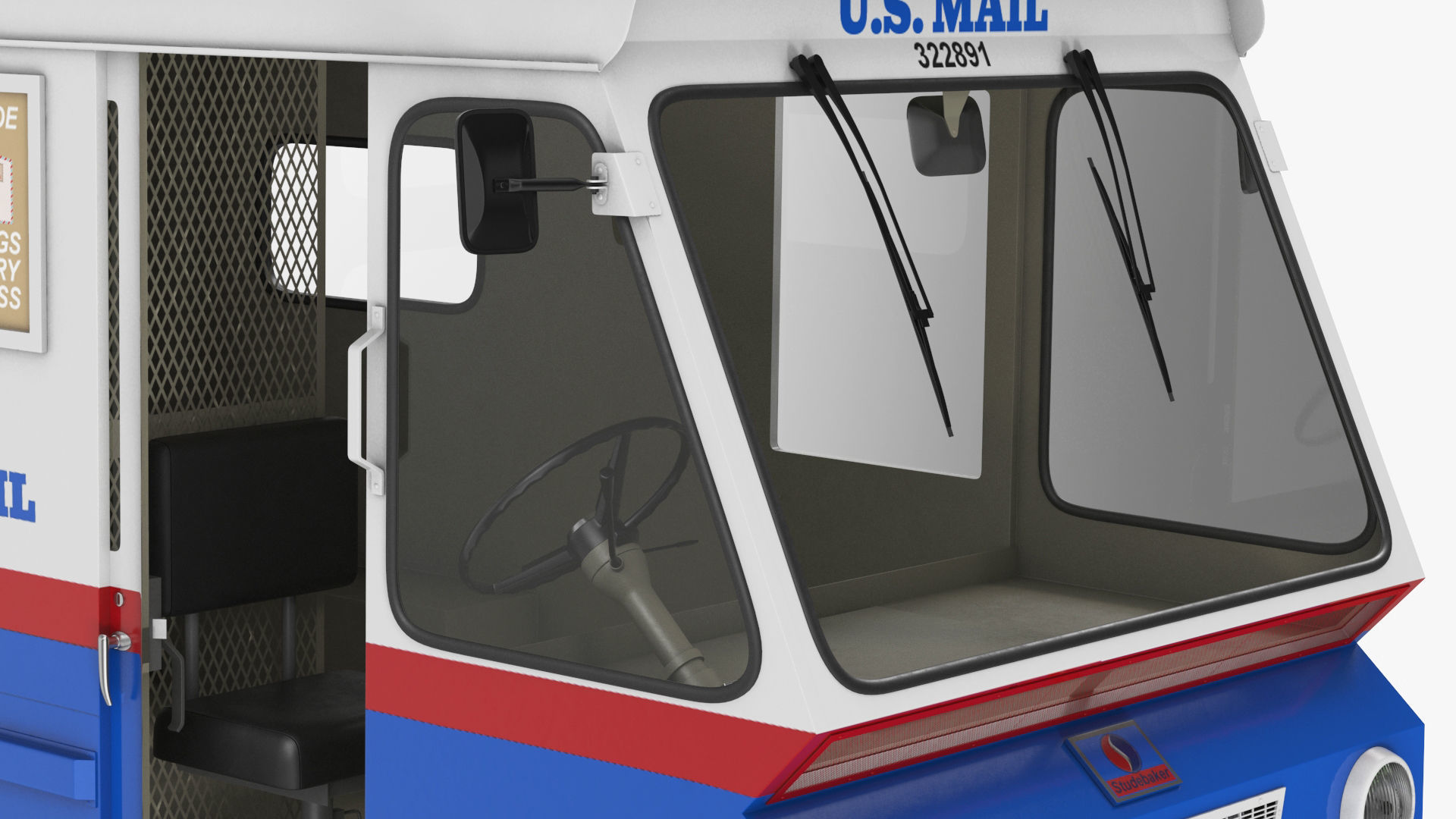 US Mail Studebaker ZIP Van Rigged 3D model_28