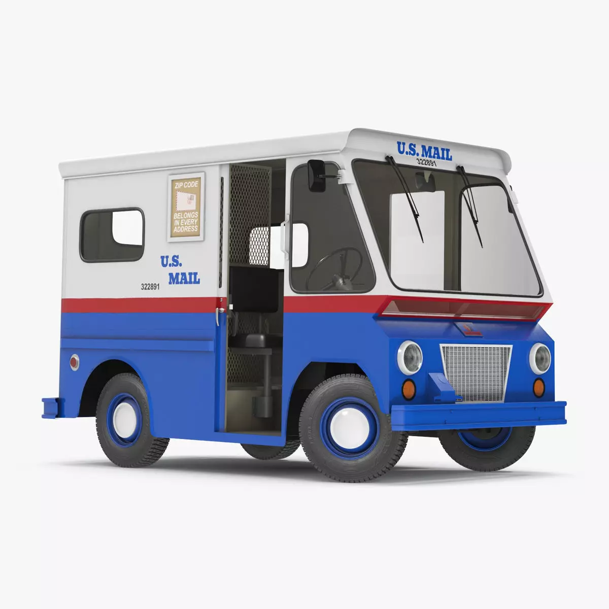 US Mail Studebaker ZIP Van Rigged 3D model_0