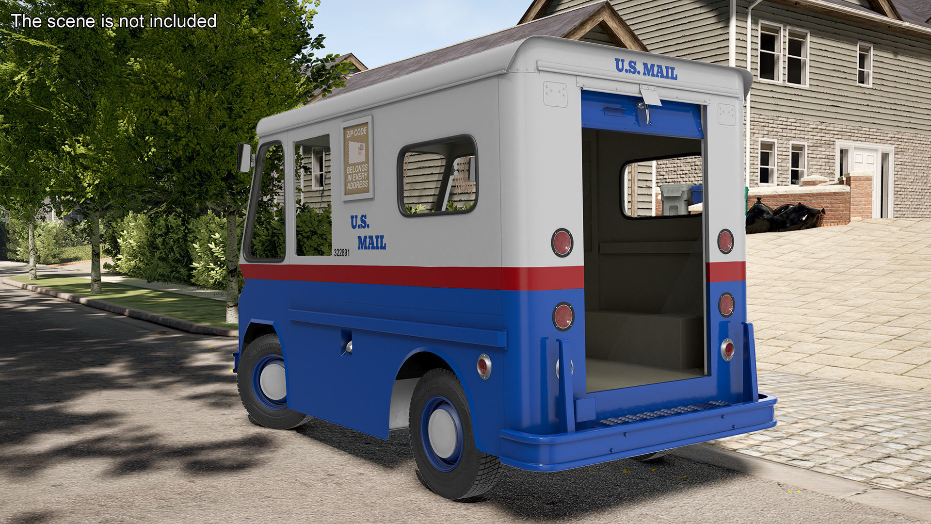US Mail Studebaker ZIP Van Rigged 3D model_8