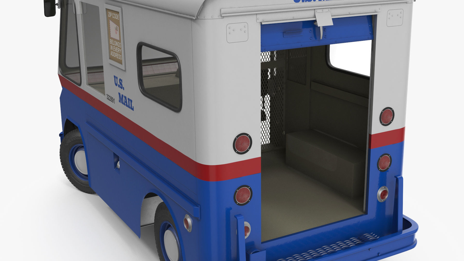 US Mail Studebaker ZIP Van Rigged 3D model_29