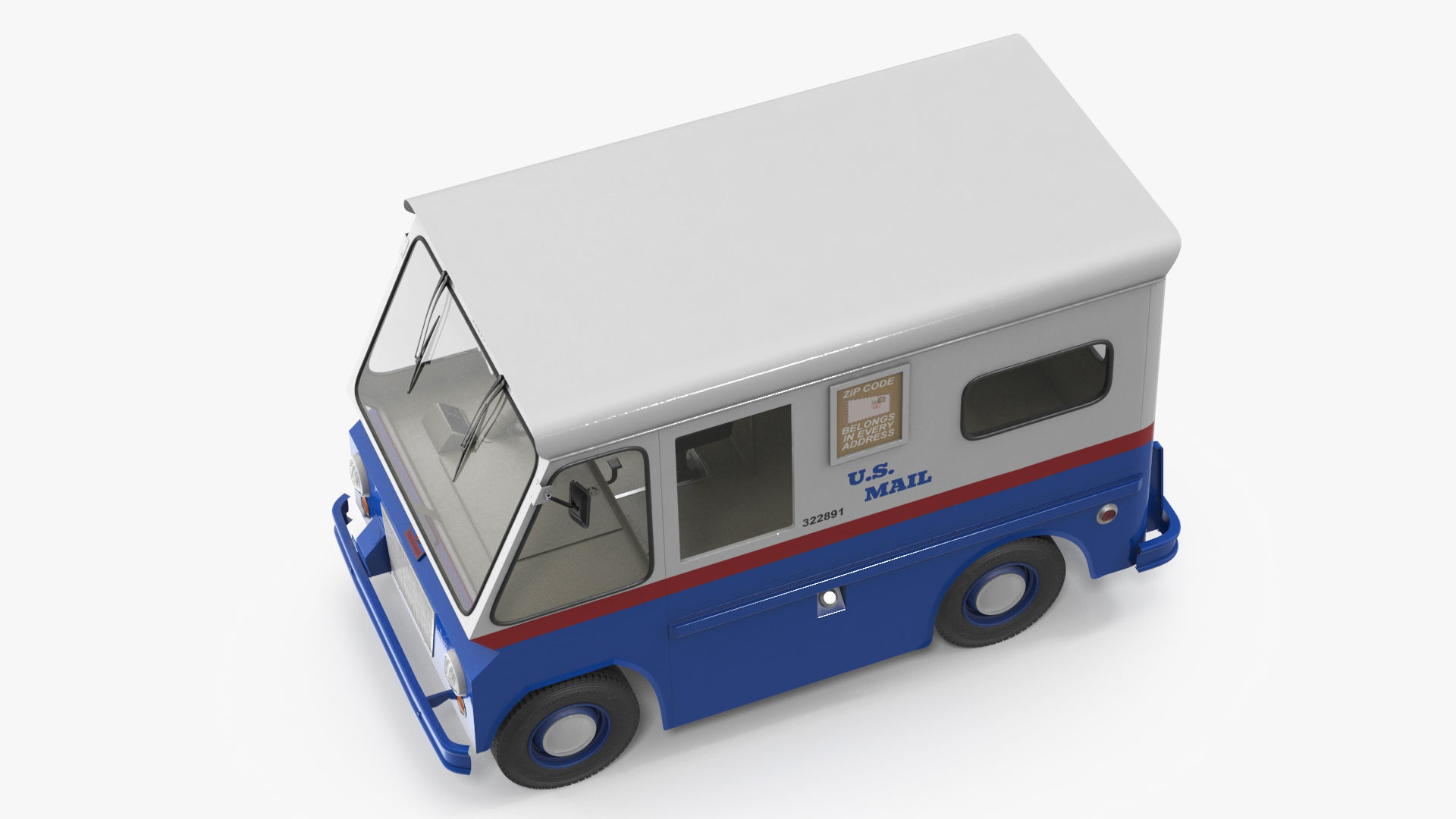 US Mail Studebaker ZIP Van Rigged 3D model_24