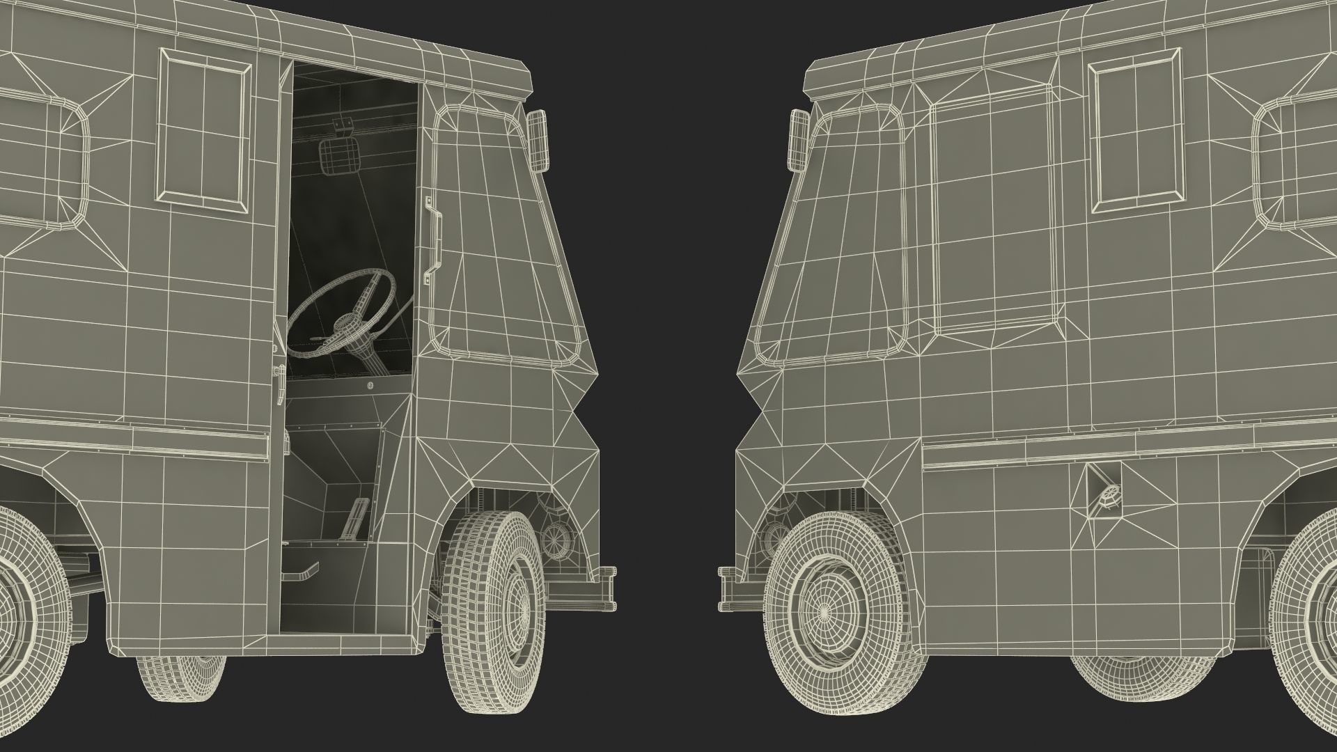 US Mail Studebaker ZIP Van Rigged 3D model_49