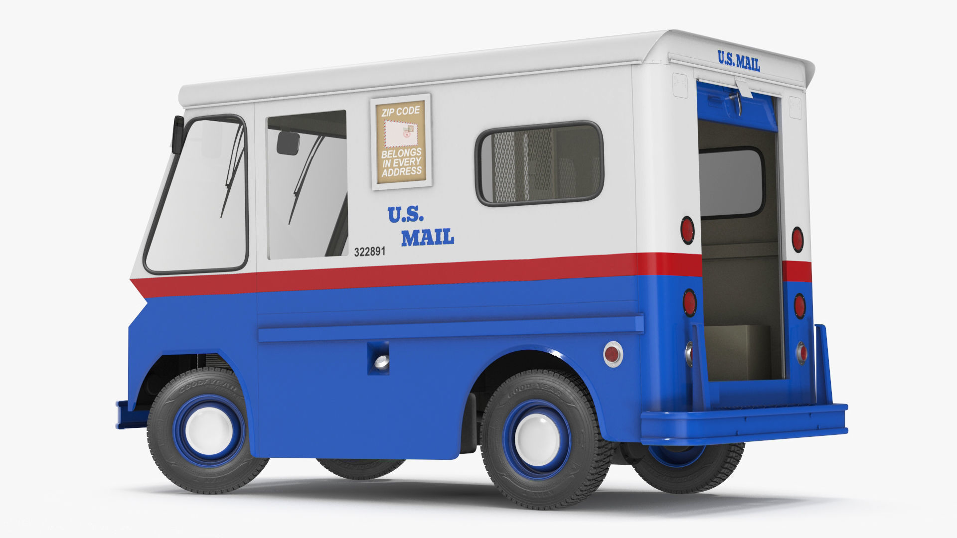US Mail Studebaker ZIP Van Rigged 3D model_22