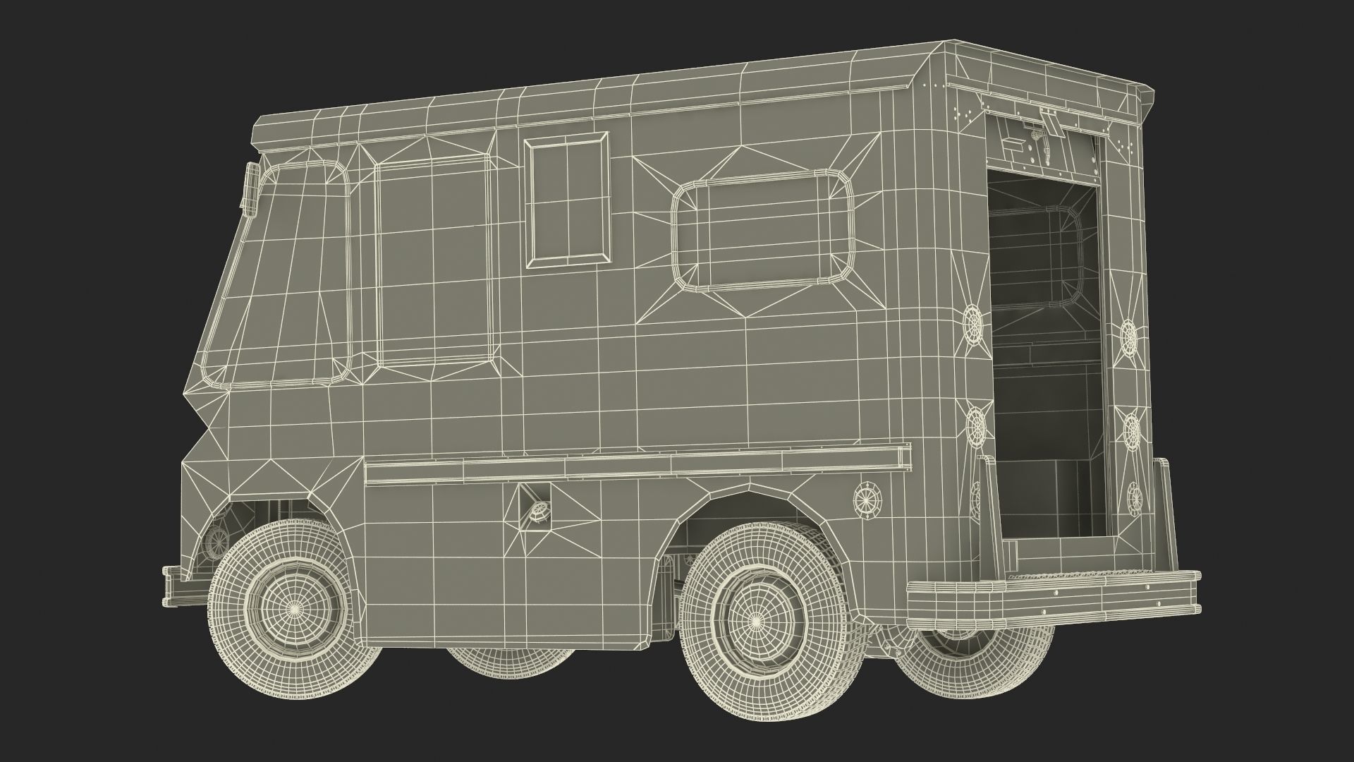 US Mail Studebaker ZIP Van Rigged 3D model_44