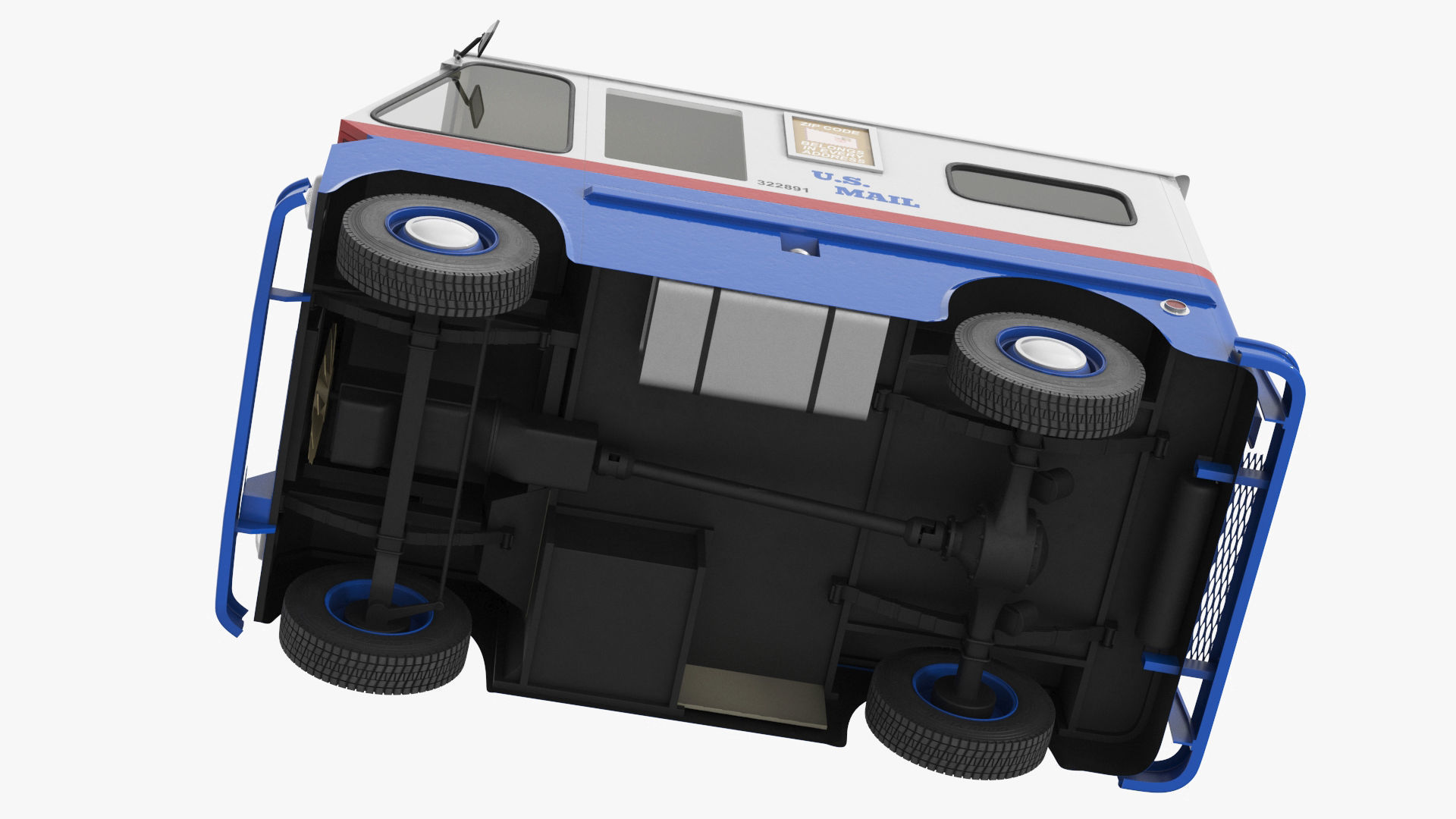 US Mail Studebaker ZIP Van Rigged 3D model_25