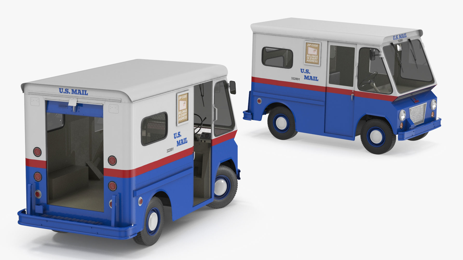 US Mail Studebaker ZIP Van Rigged 3D model_26