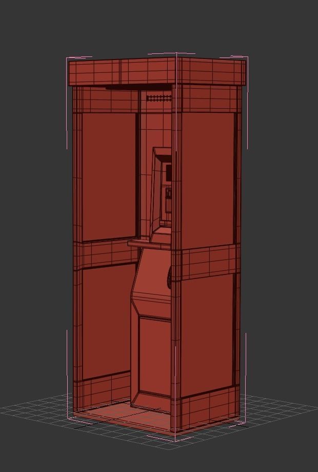 Dirty Telephone Booth Low-poly 3D model_5