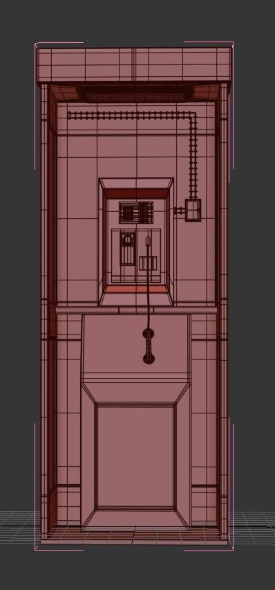 Dirty Telephone Booth Low-poly 3D model_6