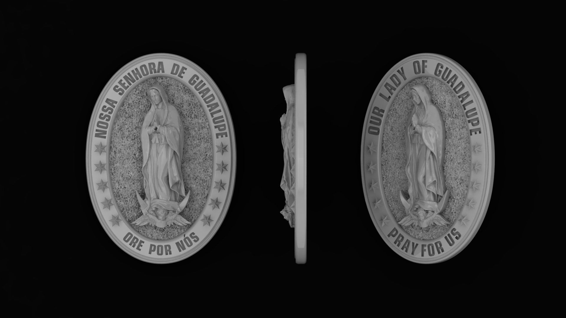 Our Lady of Guadalupe Medallion 3D print model 3D print model_9