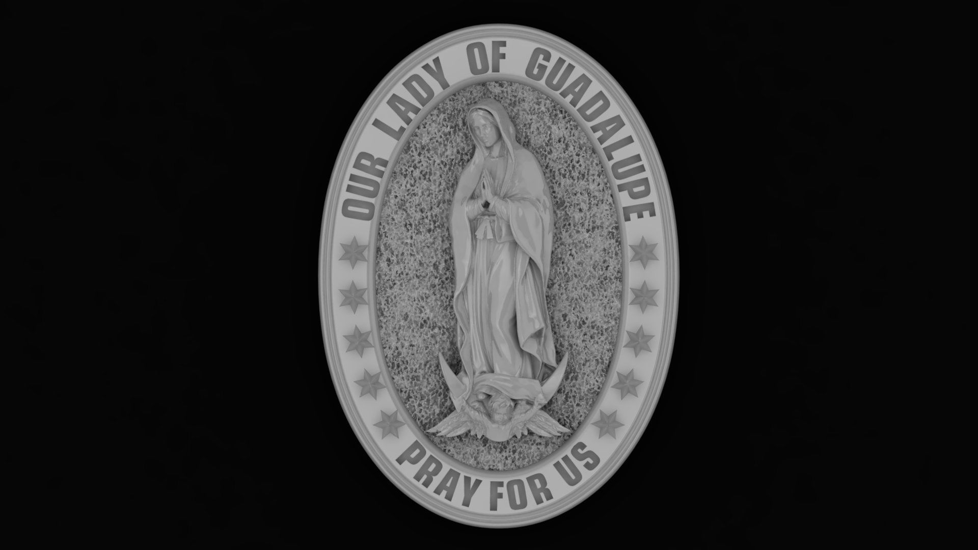 Our Lady of Guadalupe Medallion 3D print model 3D print model_7