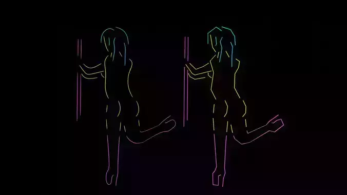 low poly and high poly smooth stripper sign club neon Free 3D model