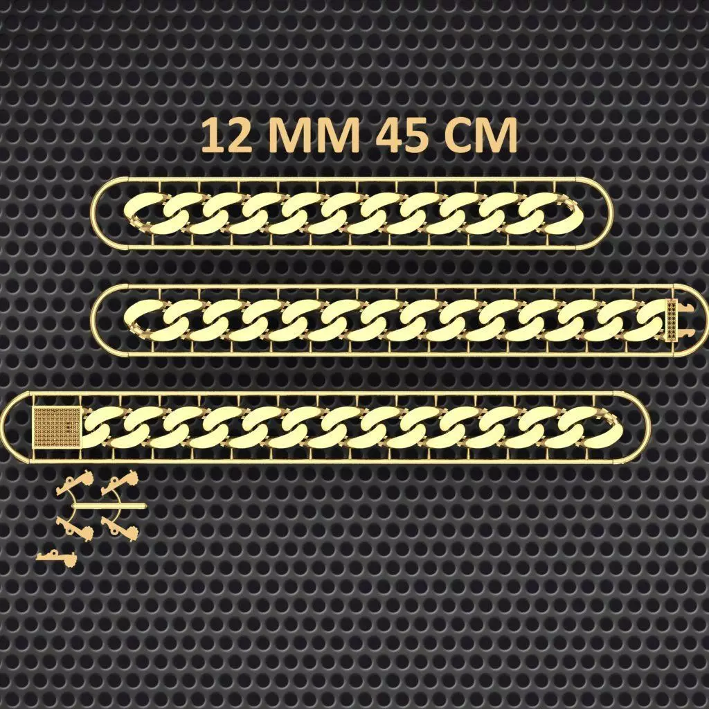 12 MM 45 CM CUBAN LINK CHAIN FOR BRACELET OR NECKLACE 3D print model_0