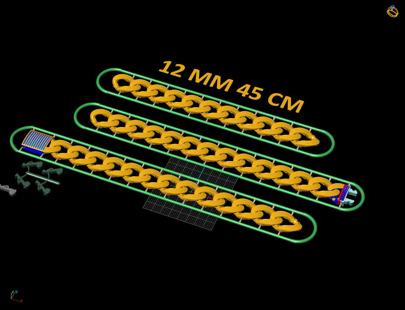 12 MM 45 CM CUBAN LINK CHAIN FOR BRACELET OR NECKLACE 3D print model_10