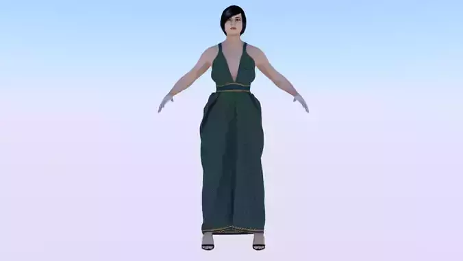 Woman in a Dress 031 Low-poly 3D model