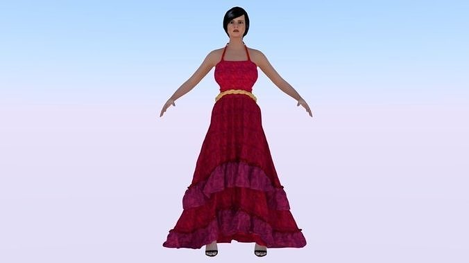 Woman in a Dress 033 Low-poly 3D model