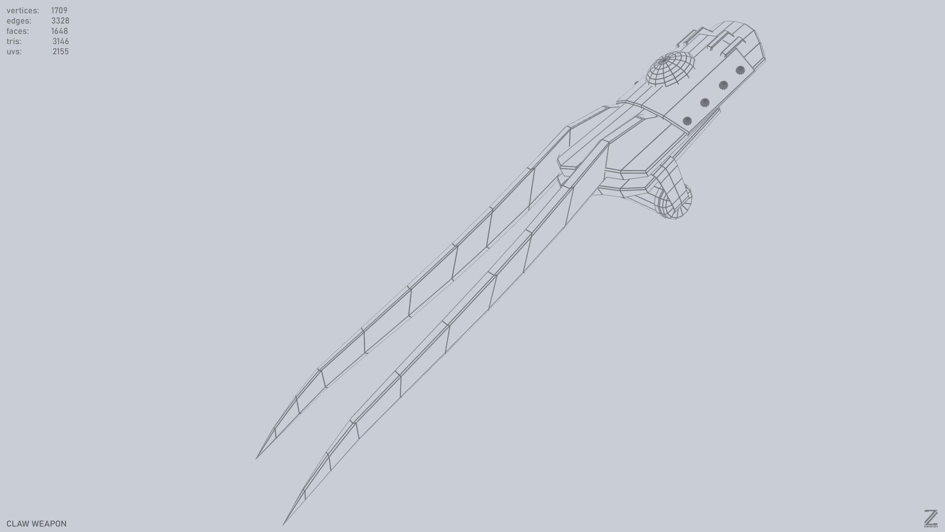 Claw weapon Low-poly 3D model_10