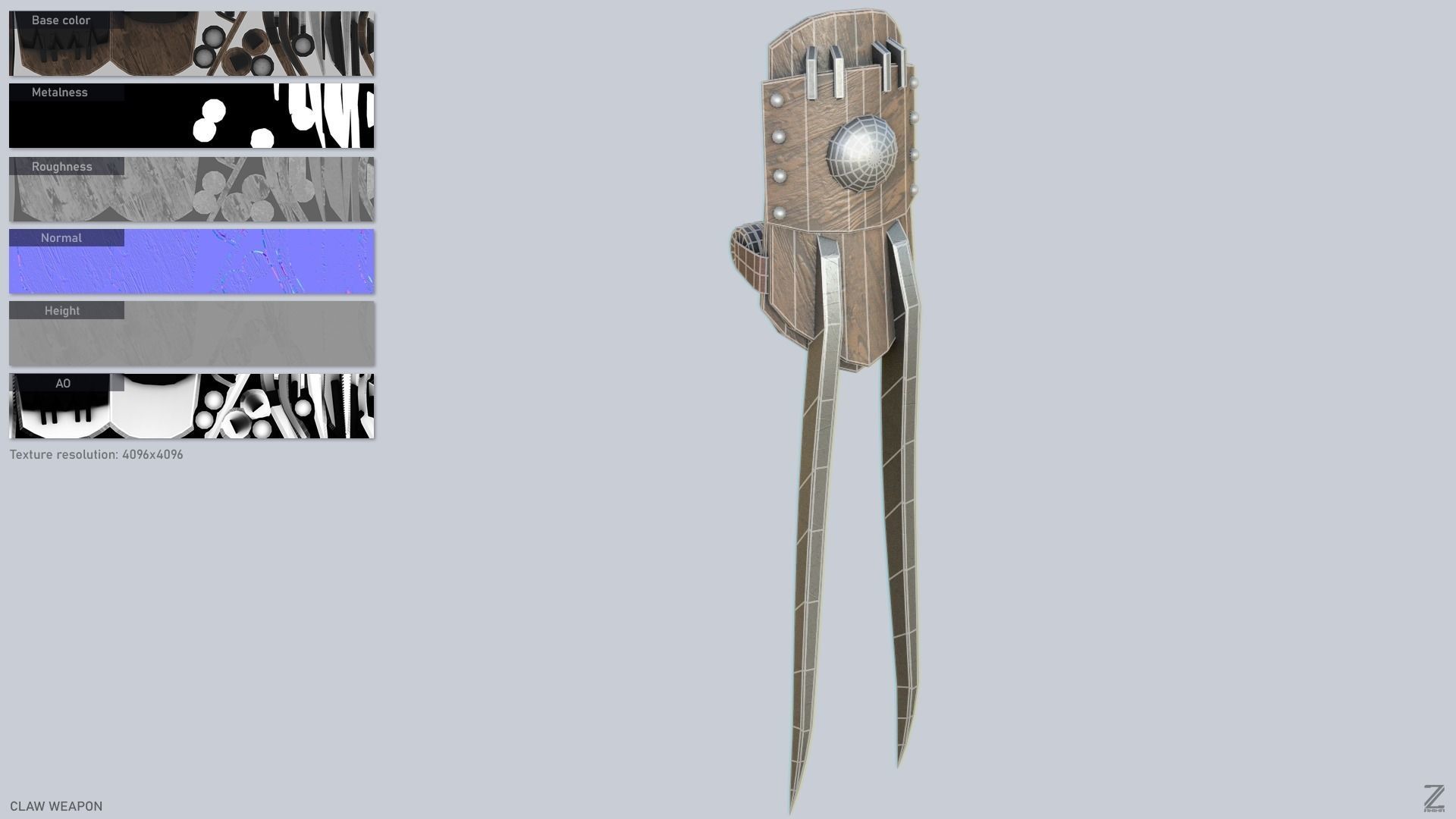 Claw weapon Low-poly 3D model_2