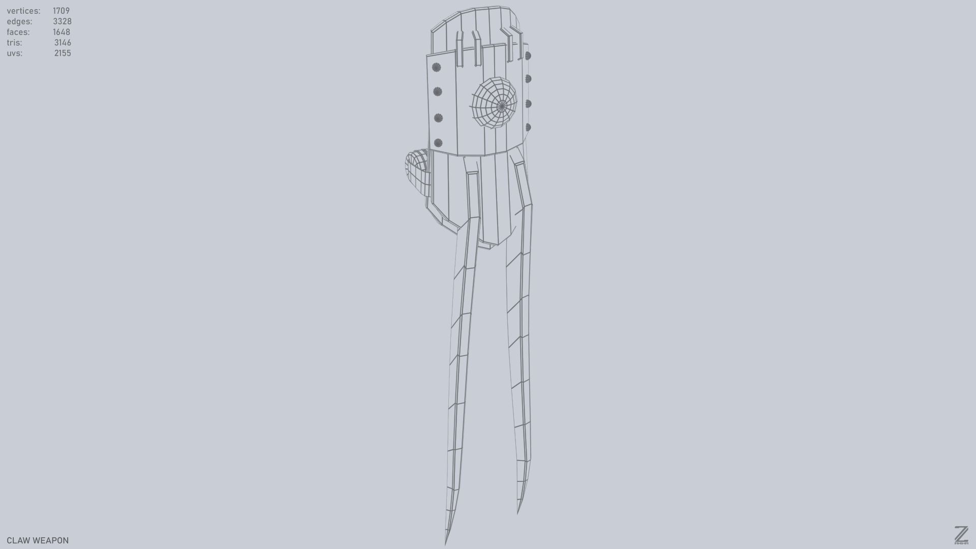 Claw weapon Low-poly 3D model_3