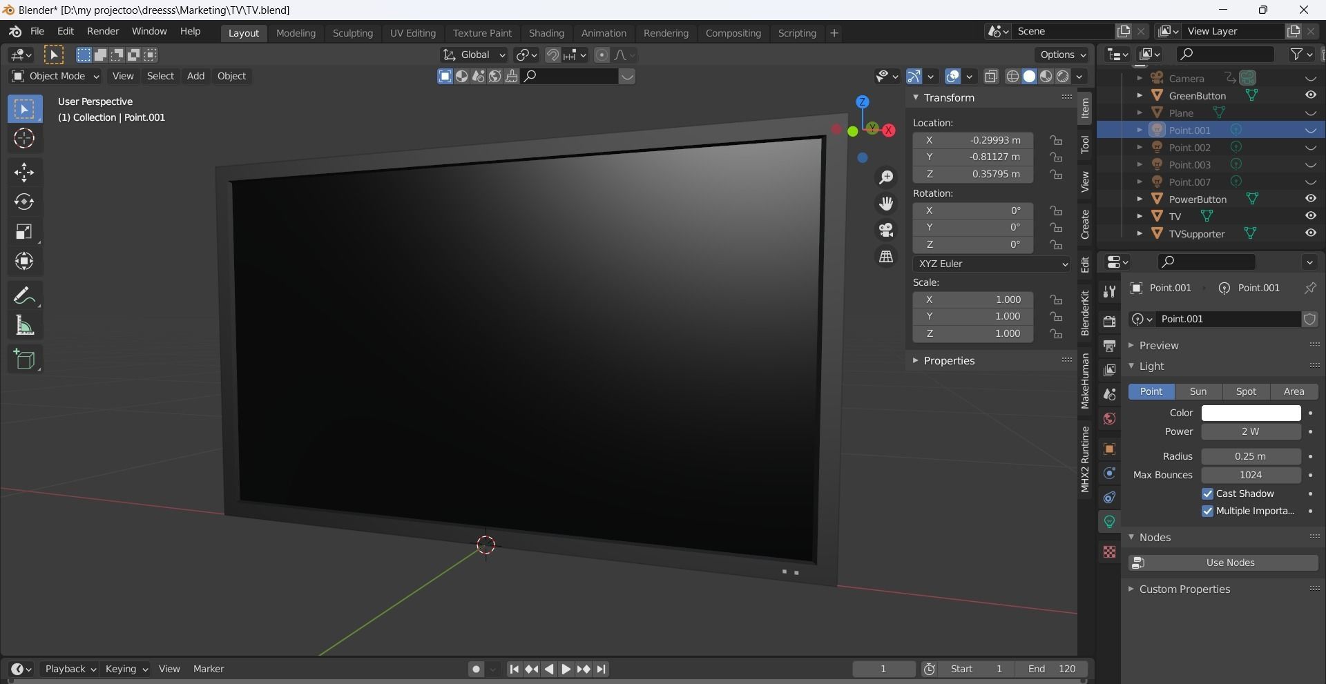 Modern TV Low-poly 3D model_11