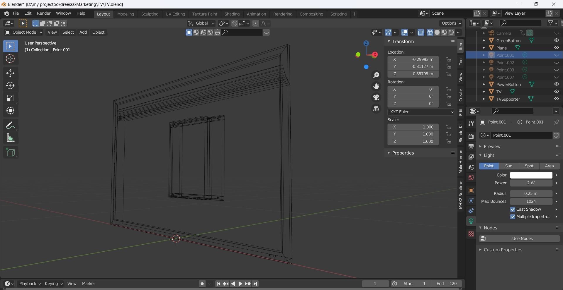 Modern TV Low-poly 3D model_16