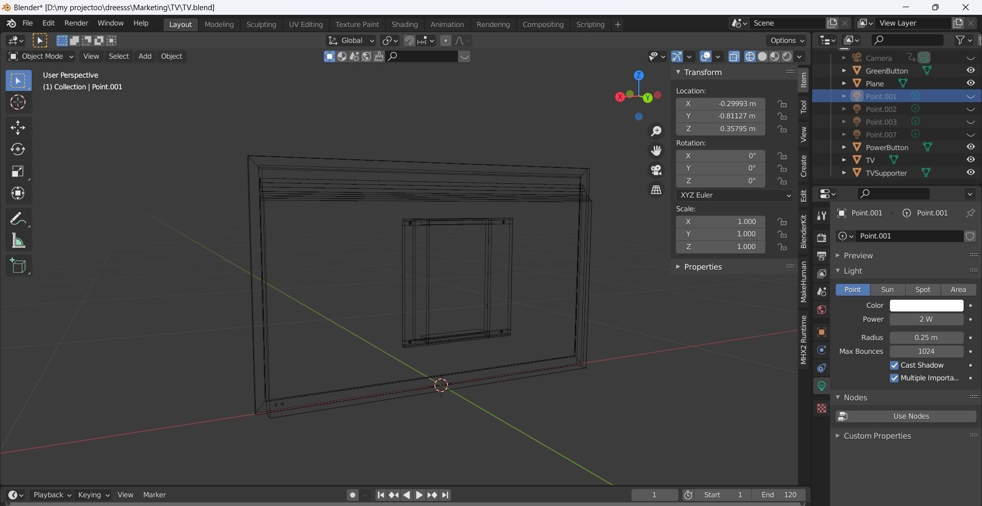Modern TV Low-poly 3D model_13