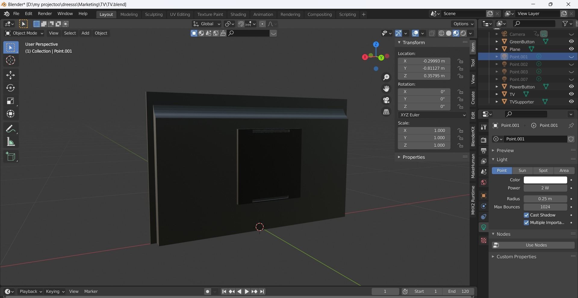 Modern TV Low-poly 3D model_14