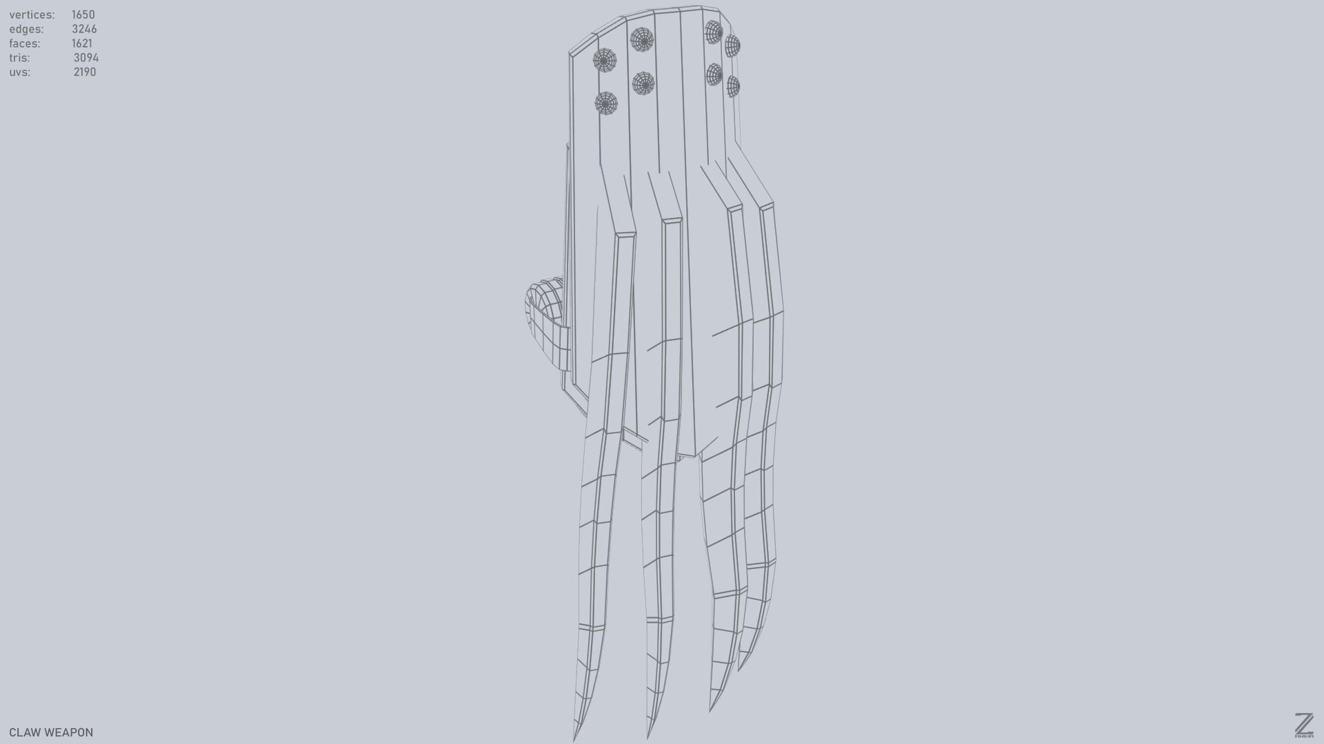 Claw weapon Low-poly 3D model_9