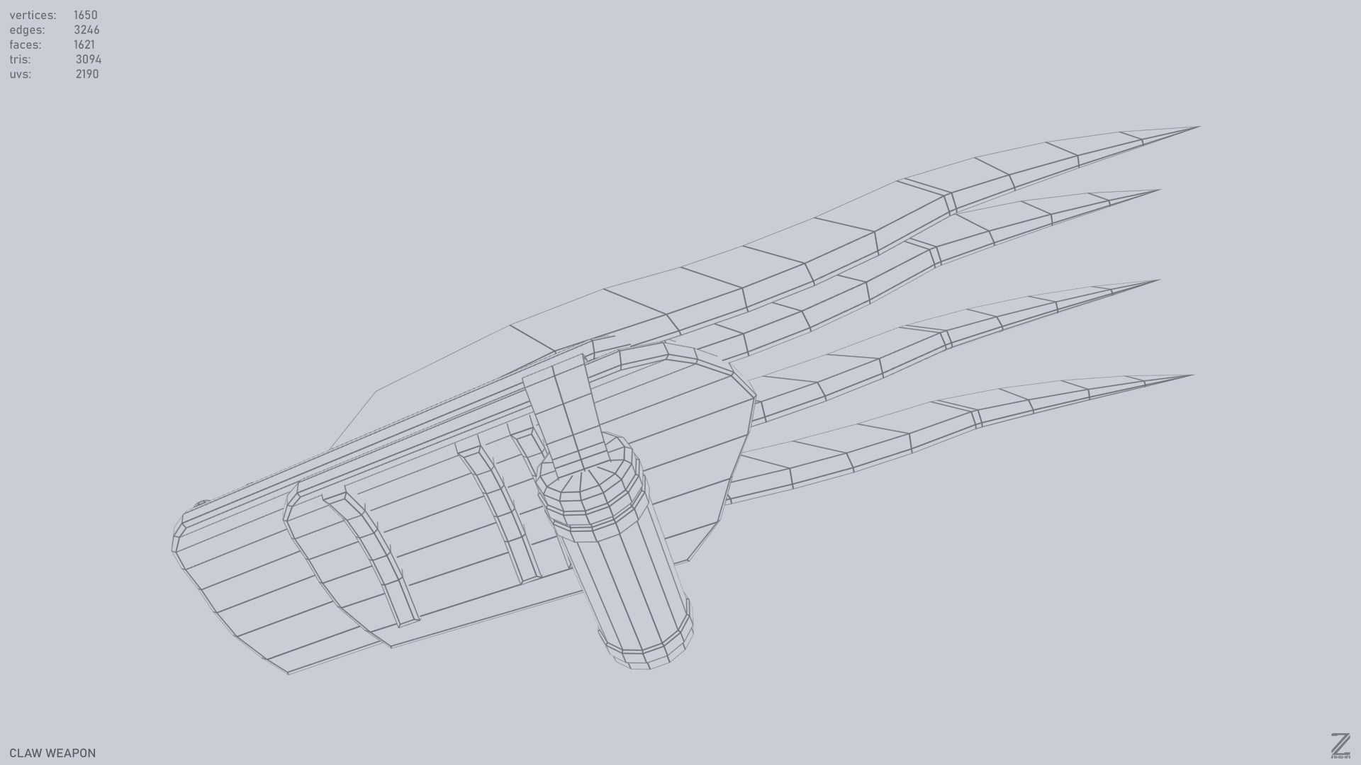 Claw weapon Low-poly 3D model_10