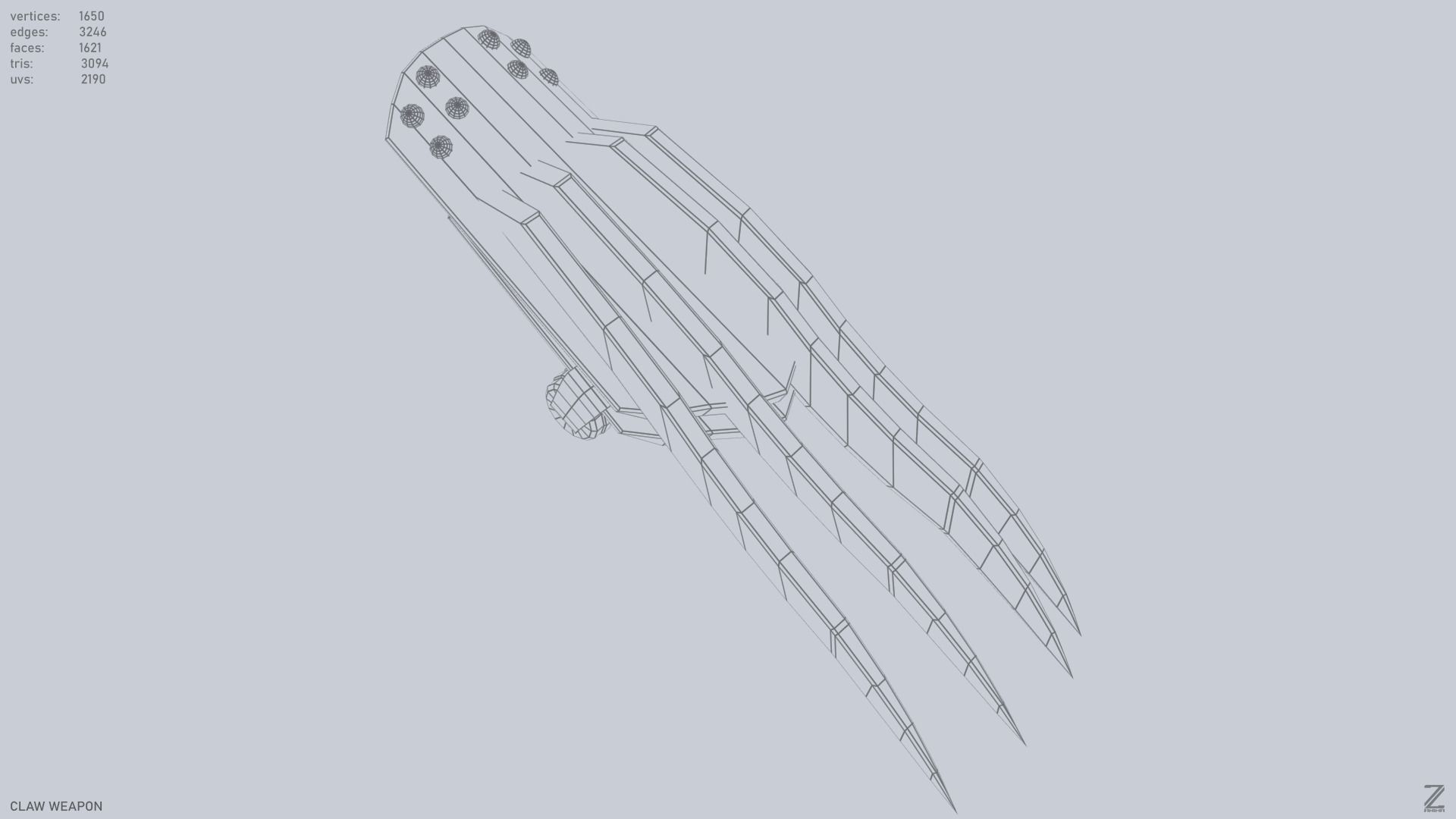 Claw weapon Low-poly 3D model_3