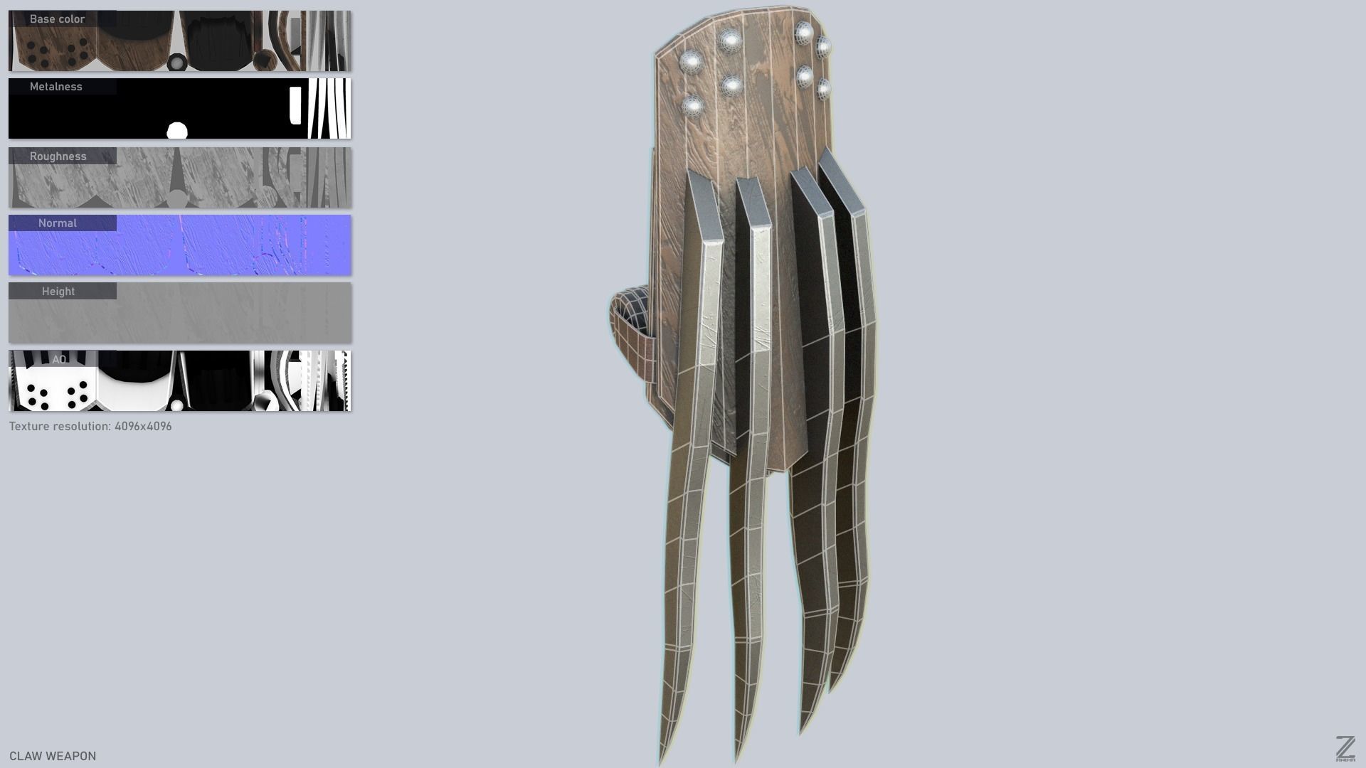 Claw weapon Low-poly 3D model_2