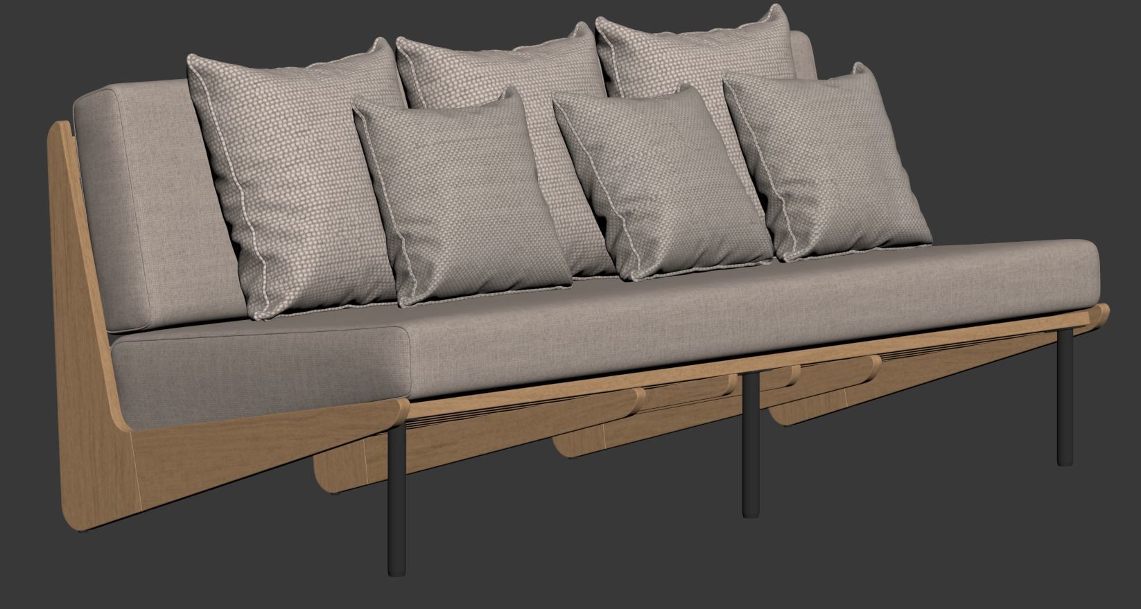Kinney Teak Sofa by Crate and Barrel 3D model_15