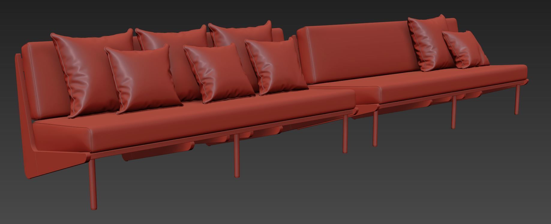 Kinney Teak Sofa by Crate and Barrel 3D model_8