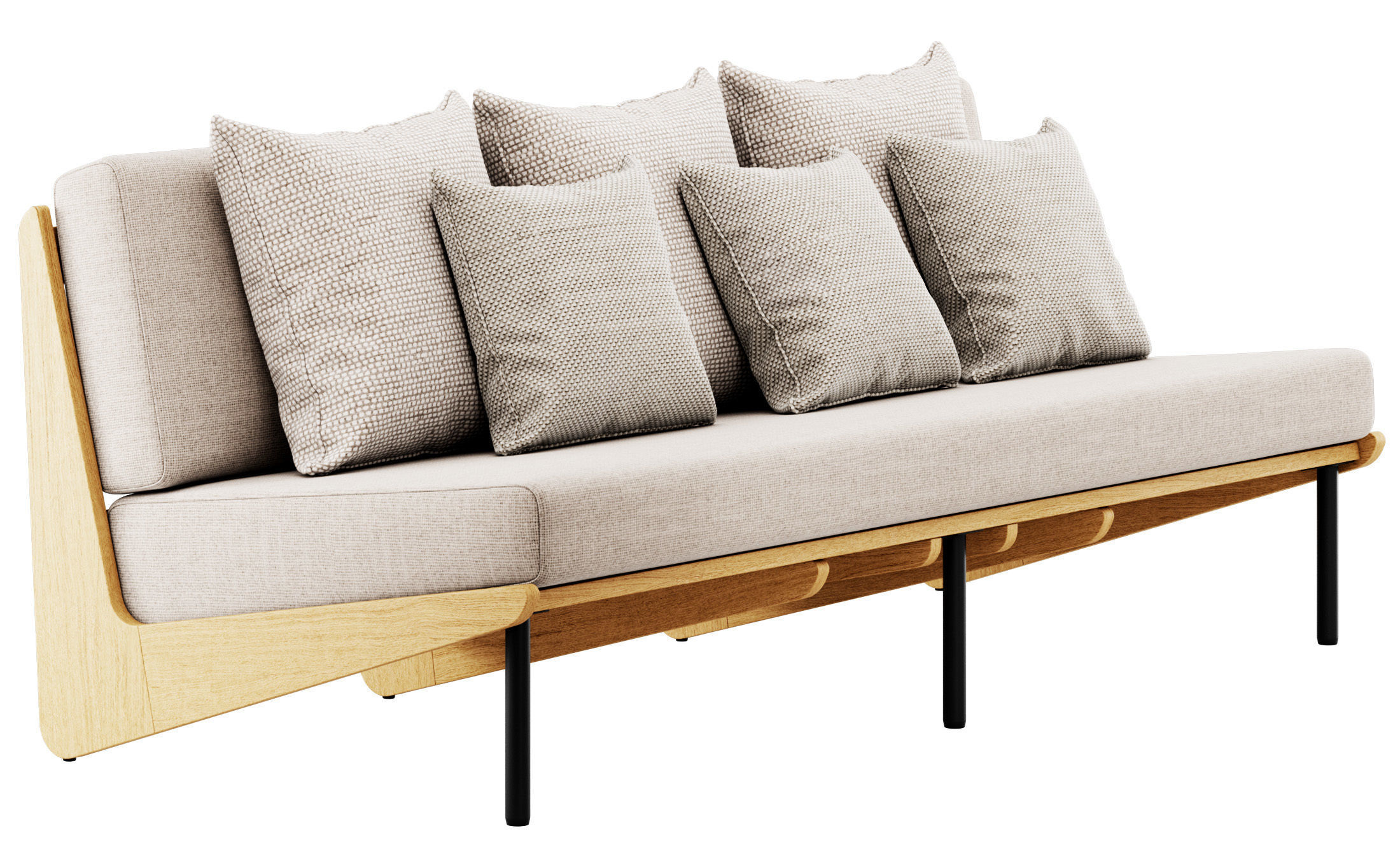 Kinney Teak Sofa by Crate and Barrel 3D model_5