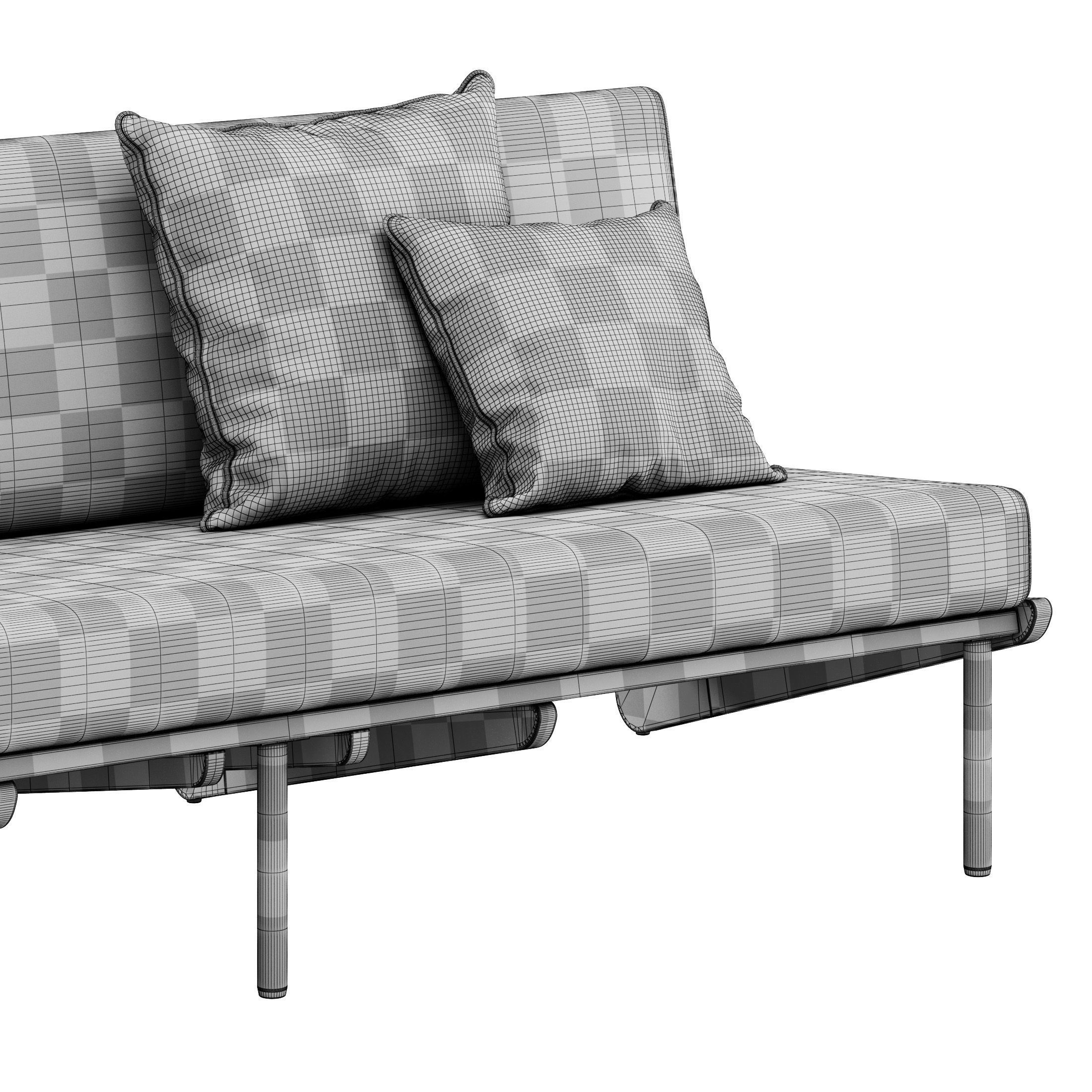 Kinney Teak Sofa by Crate and Barrel 3D model_3