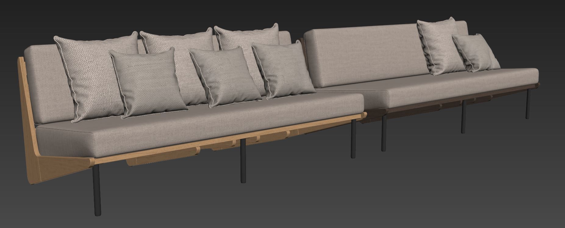 Kinney Teak Sofa by Crate and Barrel 3D model_7