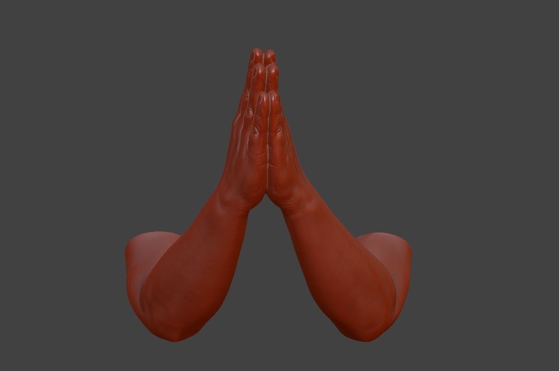 hands clasped praying  3D print model_3