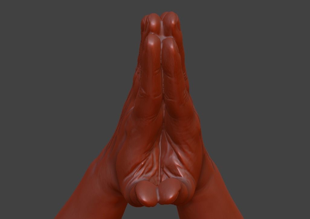 hands clasped praying  3D print model_4