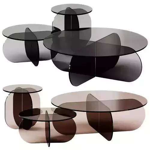 Nor Clear Glass Coffee Tables by Sebastian Scherer 3D model