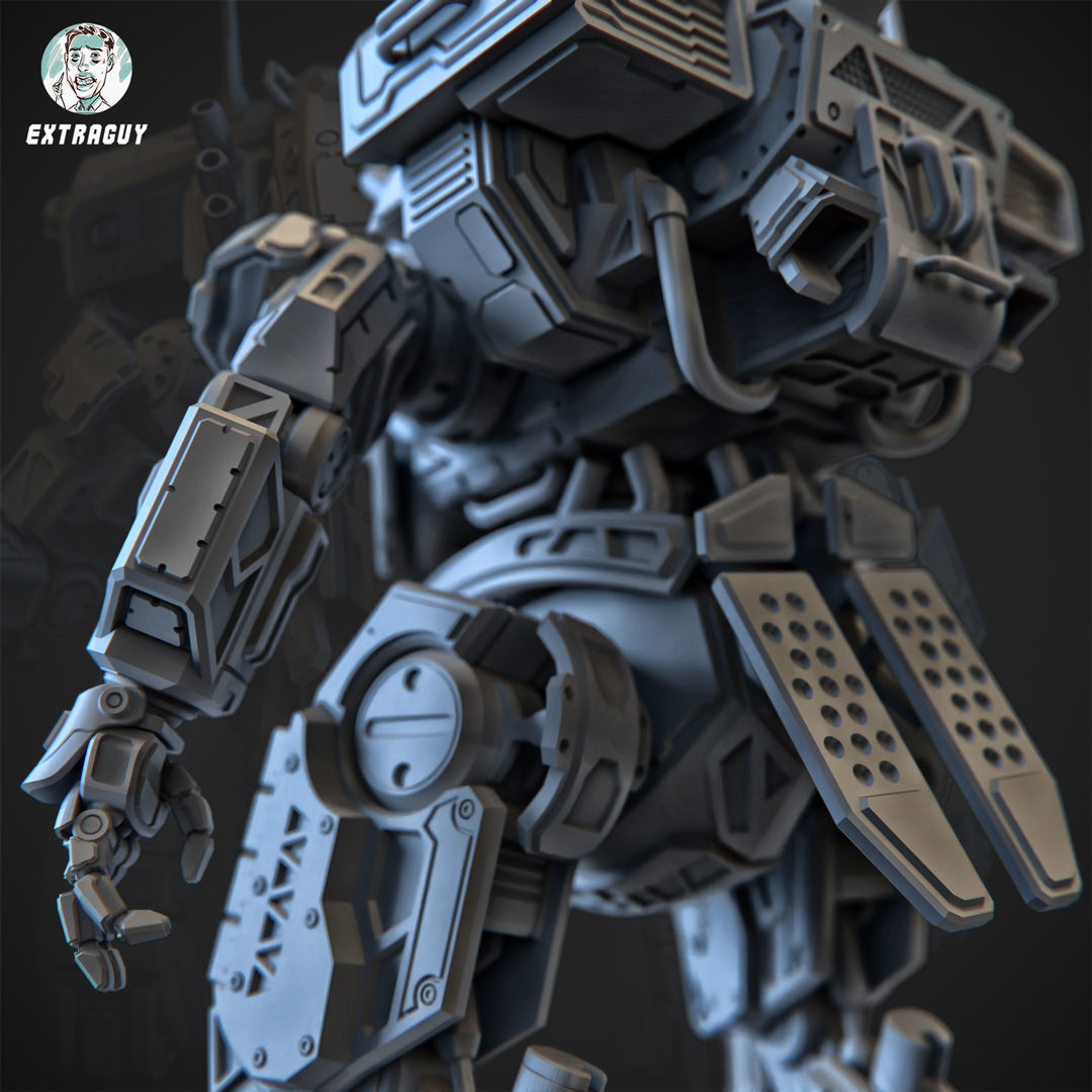 A Man and His Robot 100mm 3D Printable 3D print model_1