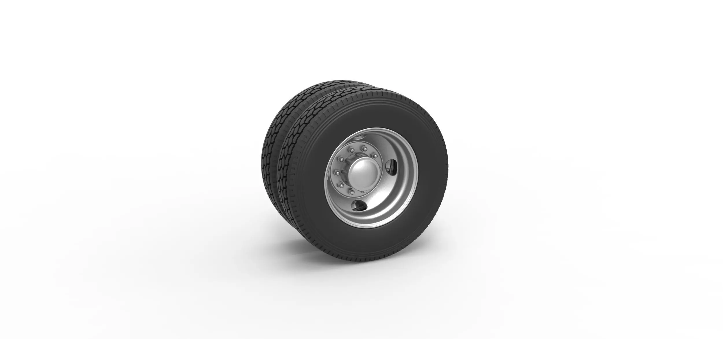 4 Hole rear double wheel of old school truck Scale 1 to 25 3D print model_0