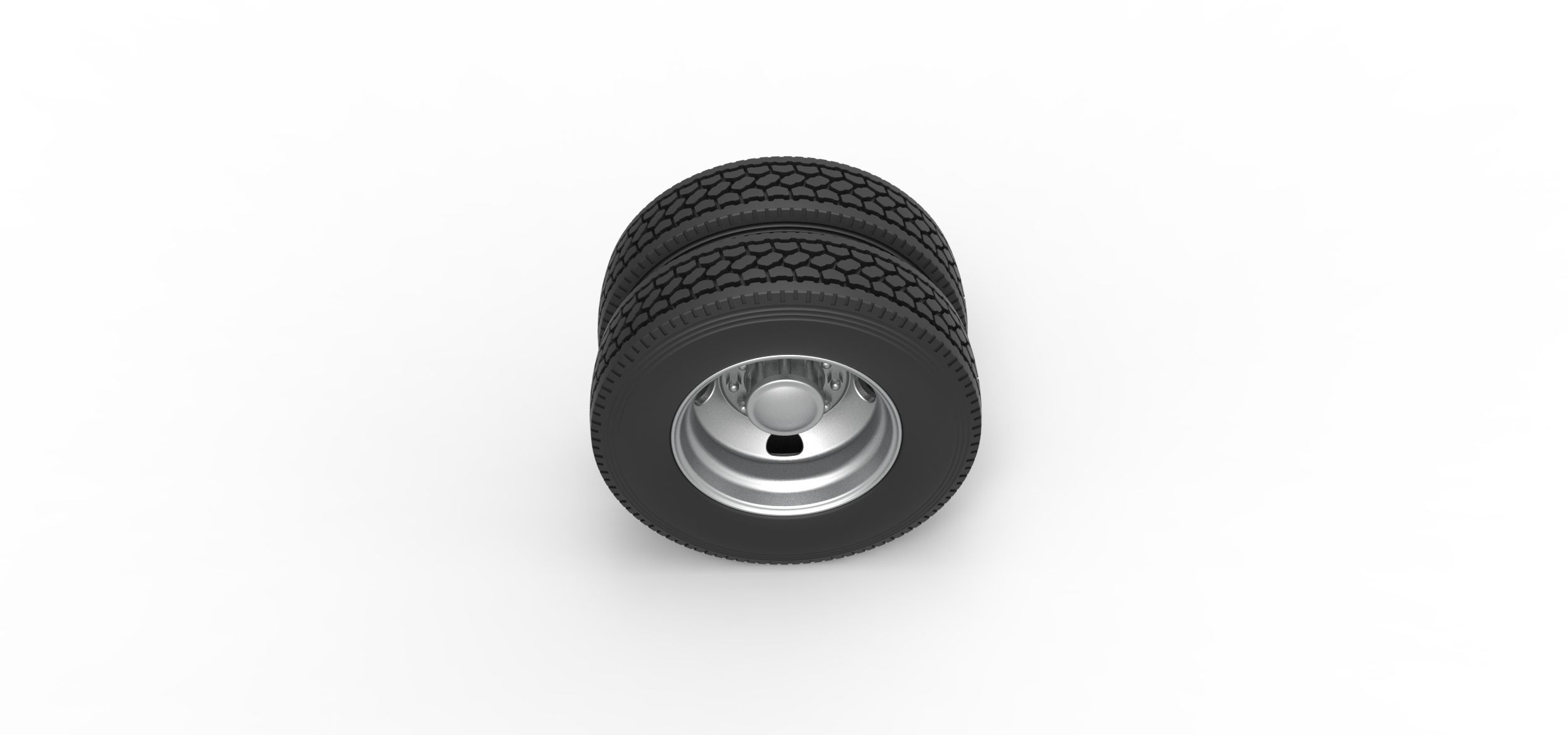 4 Hole rear double wheel of old school truck Scale 1 to 25 3D print model_5