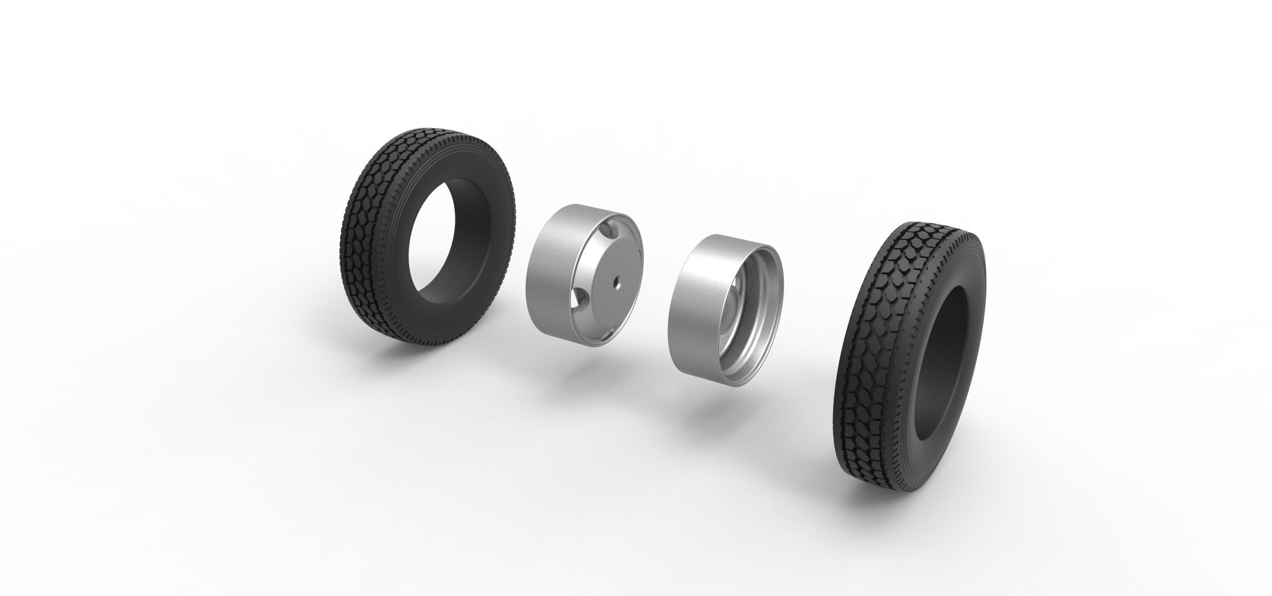 4 Hole rear double wheel of old school truck Scale 1 to 25 3D print model_8