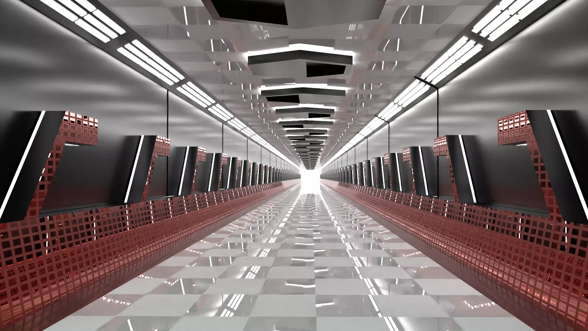 Sci -fi-Hall Way- corridor - Game Ready Low Poly PBR - 3D Model Low-poly 3D model_0