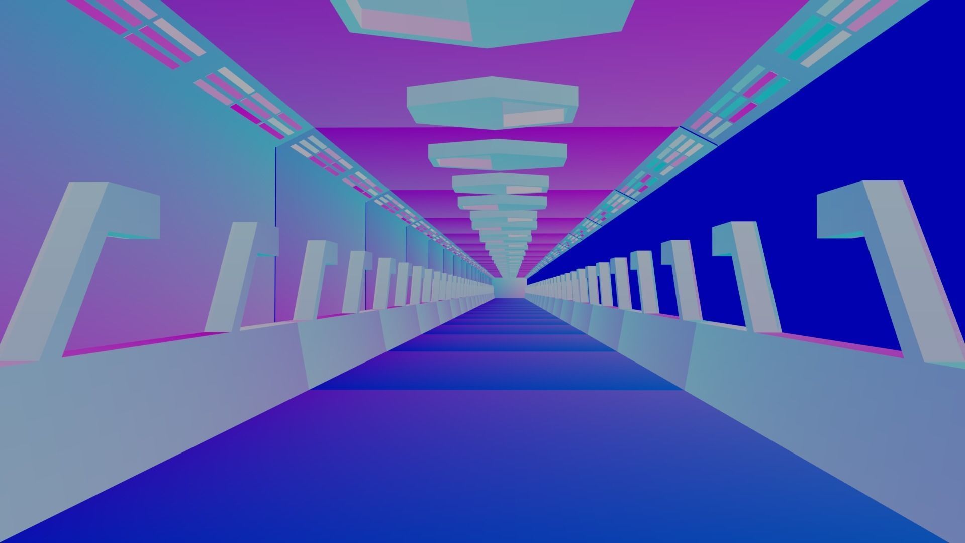 Sci -fi-Hall Way- corridor - Game Ready Low Poly PBR - 3D Model Low-poly 3D model_13