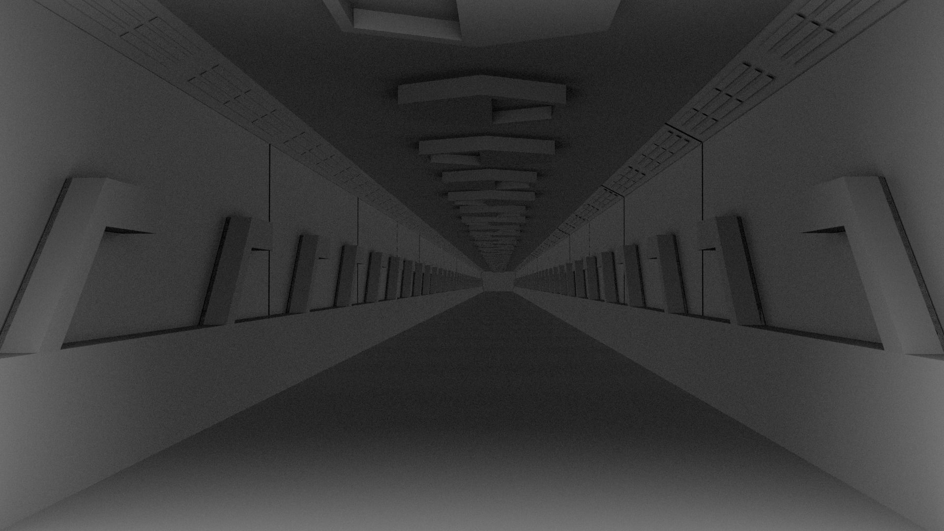 Sci -fi-Hall Way- corridor - Game Ready Low Poly PBR - 3D Model Low-poly 3D model_9