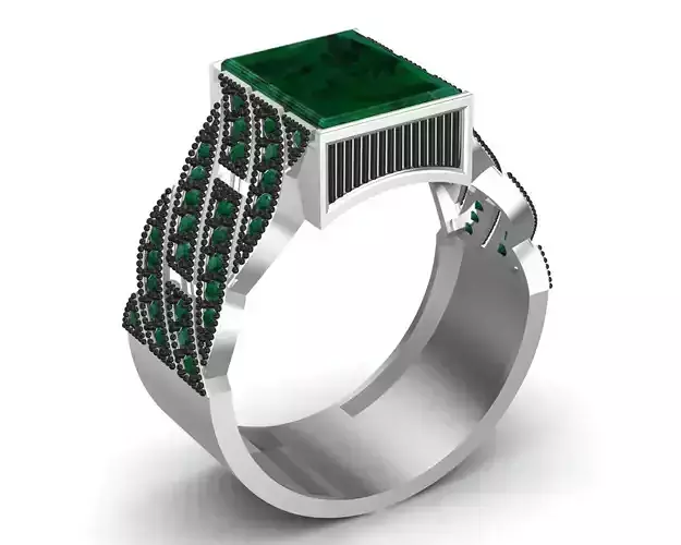 Turkish Style Green Stone Diamond Ring