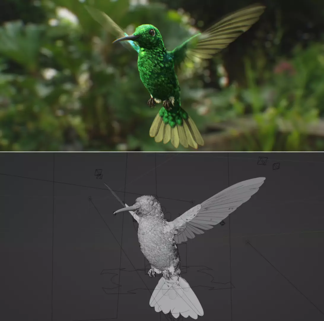 Hummingbird  Low-poly 3D model_0