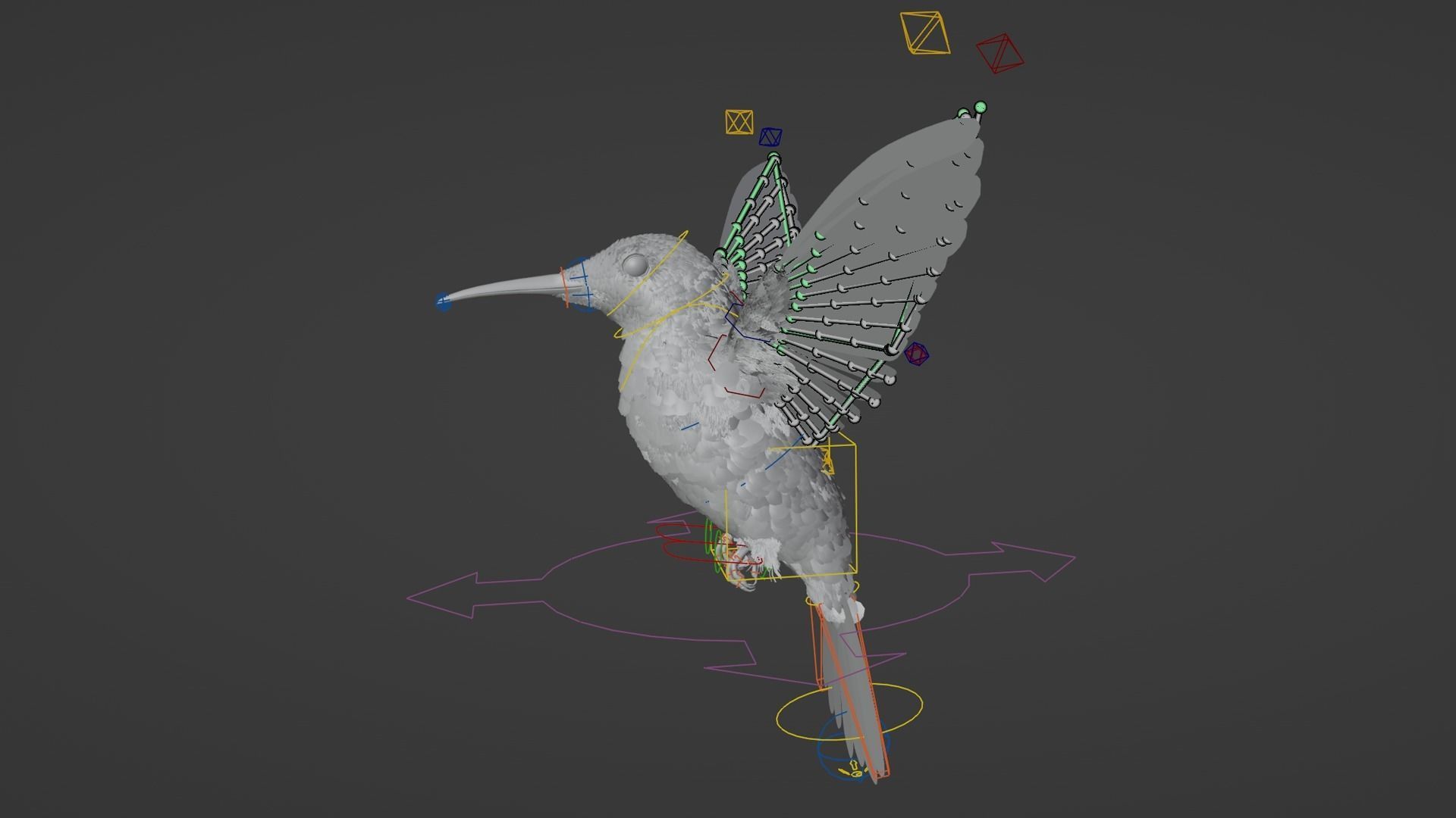 Hummingbird  Low-poly 3D model_4